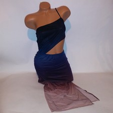 Victoria Secret Lingerie Chemise Slip Medium Ombre Black Blue Purple Sheer New