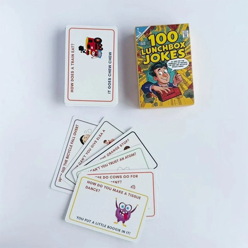 100 Lunchbox Jokes Cards: Kids' Snack Time Humor, Portable Fun Game Set New - Image 3 of 4