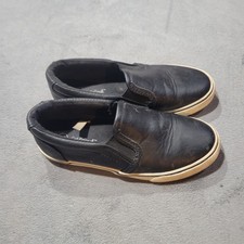 Cat  Jack Slip On Sneakers Kids Size 13 Black Faux Leather Casual Skater Shoe