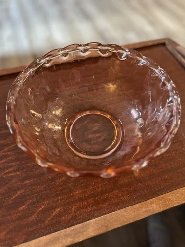 Jeannette Glass Company Pink Scalloped Glass Bowl Depression Glass Vintage