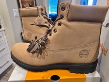 Men's Timberland Premium 6 Waterproof BOOTS Beige Nubuck TB0A2P6W Size 10.5 NEW