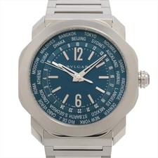 Bvlgari Octo Roma World timer 103481 SS SS AT blue dial 2 Extra Links OC41SWT
