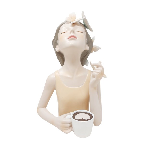 Deko BüSte Dame Mit Kaffeetasse - H: 26Cm, Kunststein, Formano Dekofigur-image