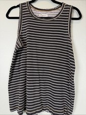Current/Elliott Nautical Stripe Tank Top Black White Yellow Stitch Size Small
