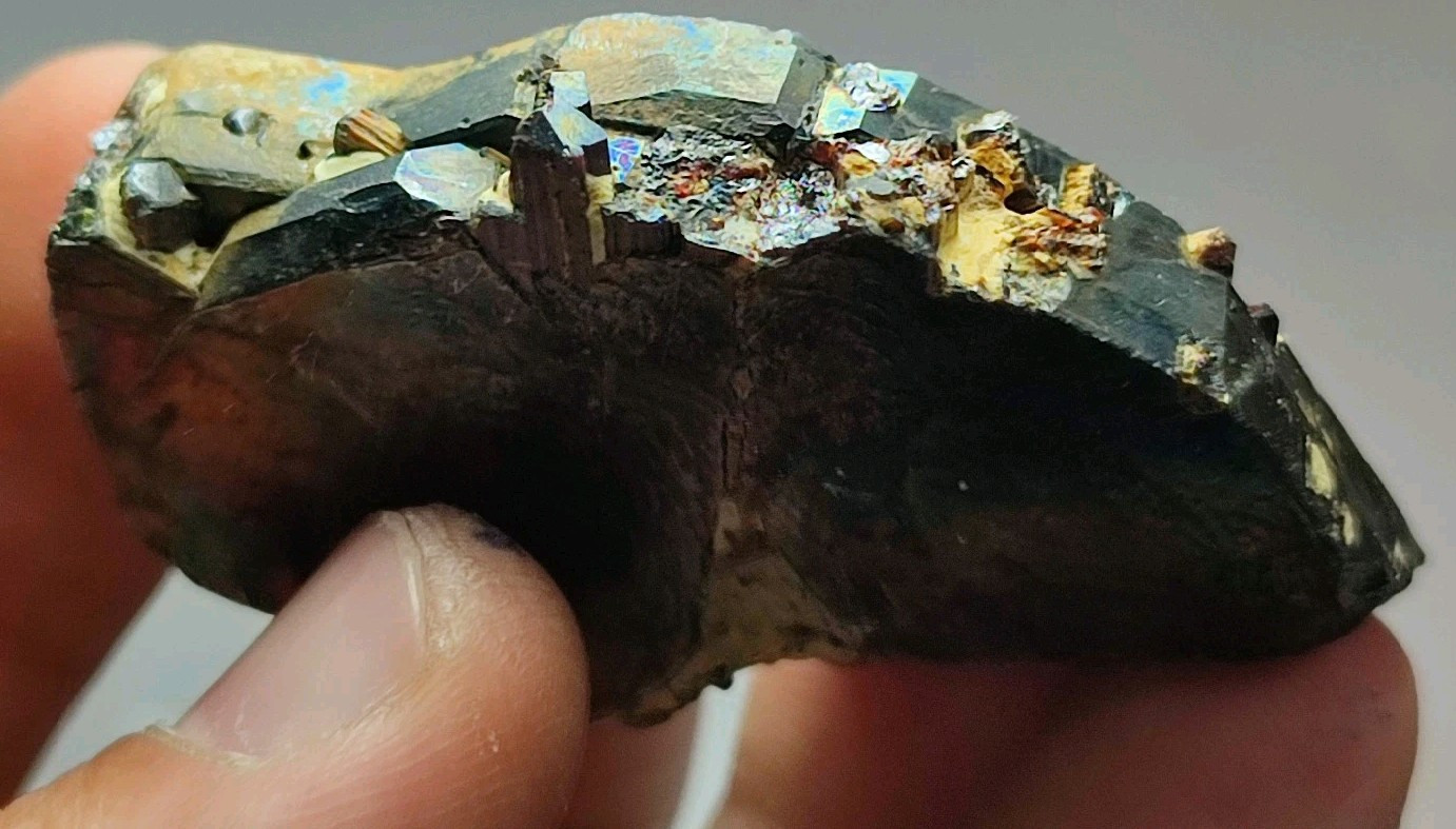 Rutile Crystals Grown On Iridescent Hematite Crystal With Good Luster-Zagi Mount