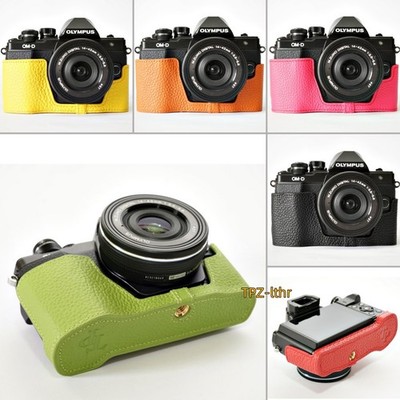 For Olympus OM-D EM10 Mark II Handmade Genuine Real Leather Half Camera Case Bag