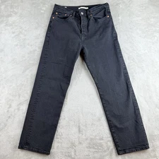 Levis Jeans Women 28 Black Premium Denim Wedgie Straight Button Fly Big Modern E