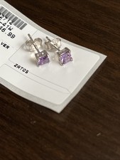 4mm 925 Sterling Silver Amethyst Stud Earrings Beautiful Purple Color Zatos