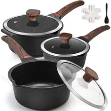 Sauce Pan Set with Lid 10PCS, 2QT+3QT+4QT Non Stick Sauce Pots Cooking Induct...