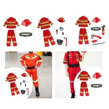Kinder Feuerwehrmann Kostüm Uniform Anzug Rolle Spielen für Party Urlaub