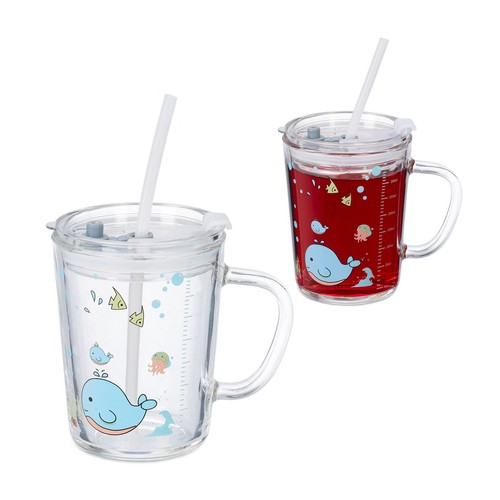 Kindergläser Kinder Trinkbecher 400 ml Kindergläser Set Henkelglas Kinder - Bild 1 von 10