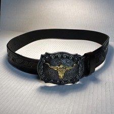 COWBOY BOYS STEER DECOR METAL BUCKLE WESTERN BELT SIZE 26
