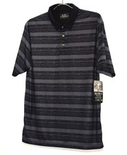 Ben Hogan NWT Golf Performance Polo Shirt Mens Black  Gray Striped Size XL