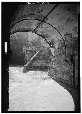 56. Interior casemate lower court level looking out toward stairs - Castillo de