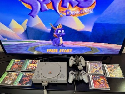 Sony PlayStation PS1 Console Bundle Spyro Collector s Edition Crash CTR Tested