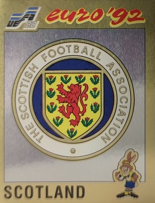 PANINI EURO 92 N.142 ABZEICHEN BADGE SCHOTTLAND SELTEN LAMINIERT PERFEKT MINT