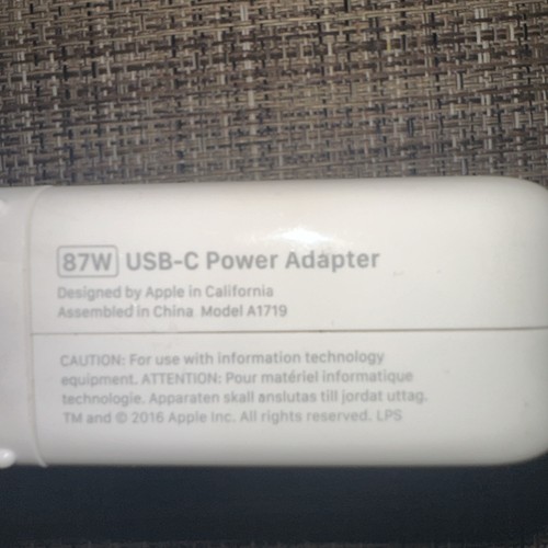 Apple A1719 87W Adattatore di Alimentazione USB‐C MacBook Pro Caricatore OEM UFFICIALE MNF82LL/A - Foto 4 di 7