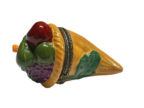 MIDWEST PHB - PORCELAIN HINGED TRINKET BOX - CORNUCOPIA - Fall Decor - 第 1/3 張圖片
