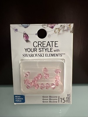 eksuccess Brands Swarovski Elements Pink 6mm Bicone Beads