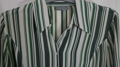 SELECTION BY ULLA POPKEN 100% SEIDE Bluse Grün Gestreift Edel Größe 46/48 TOP!