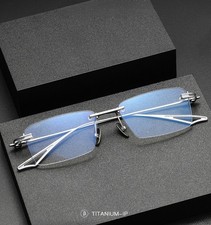Fashion Business Rimless Rectangle Readers Frame Lightweight Titanium Eyeglasses