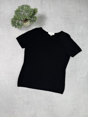 Max Mara Women's T-Shirt Wool Short Sleeve Round Neck  Size L Black