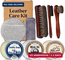 LANBEIDE Leather Boot Care Kit with Saddle Soap, Mink Oil  Waterproof Wax