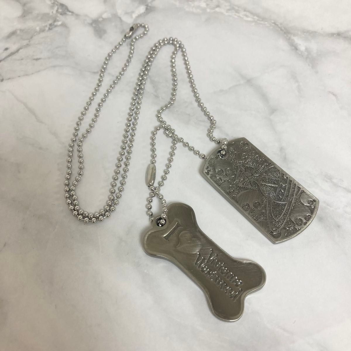 Vivienne Westwood Dog Tag Plate 2-Piece Necklace Mint　JP FS