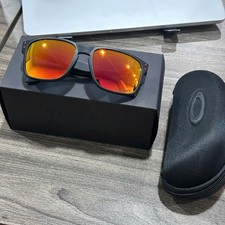 Oakley Holbrook Polarized Sunglasses Red Tint Lens UV400 Black Frame
