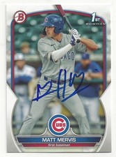 Matt Mervis Chicago Cubs 2023 Bowman Prospects #BP-74 Signed Rookie Card. rookie card picture