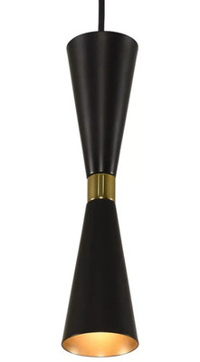 KALCO LIGHTING MILO 1-LIGHT LED PENDANT BLACK & VINTAGE BRASS 3W G9 310410BVB