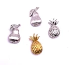 Signed Trifari~Group of 4 Fruit Scatter Pins~Brushed Silver & Gold Tone~c. 1960