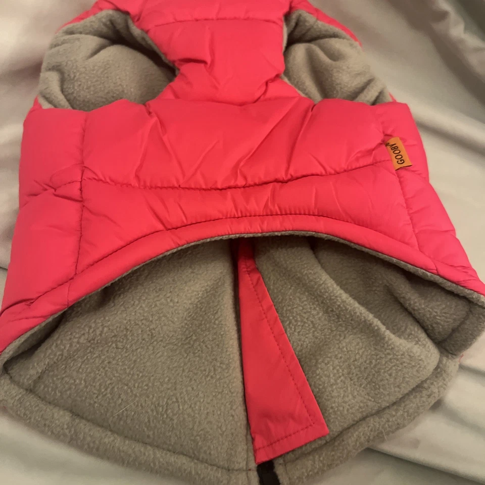 Gooby Chaleco Acolchado Perro Chaqueta - Rosa Sólido, Mediano - Cálido Cremallera Chaleco Vellón J Foto 2 de 3