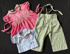 Lot/3 VTG Toddler Size Smocked Dress Suspender Pants Cowboy Horse Top Repurpose