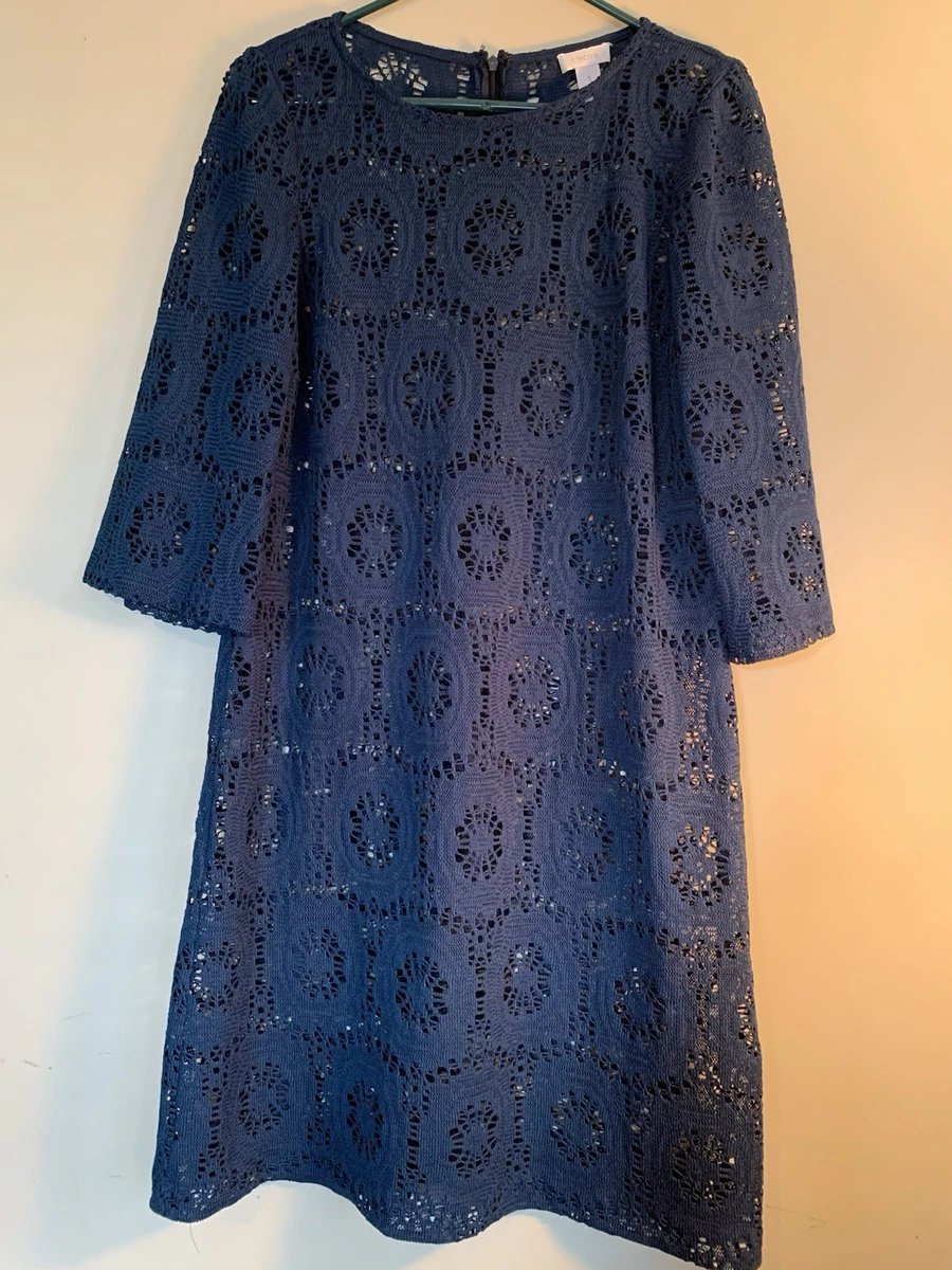 chicos crochet dress Classic Mature Casual Crochet Textured CHICOS