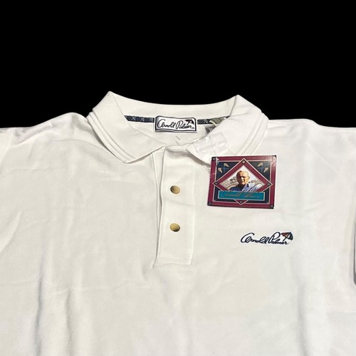 Arnold Palmer Mens Sz M Polo Golf Tennis Shirt White Umbrella Logo 80s NOS - Picture 3 of 11
