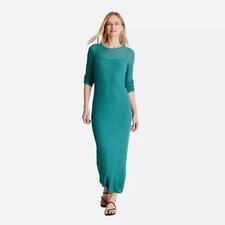 Women's Long Sleeve Sheer Midi Dress - Future Collective Teal S