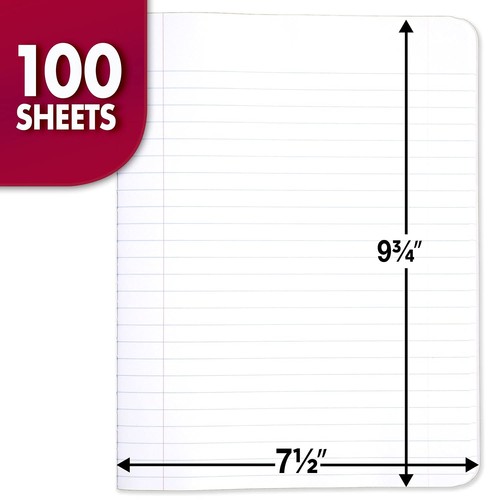 Quaderno Composizione Mead Confezione da 3 Carta Larga Rigata 7-1/2" x 9-3/4" 100 Fogli... - Foto 2 di 7