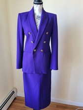 ZARA Set Tuta Gonna Doppiopetto - Viola, Bavero a Punta, Taglia S/M