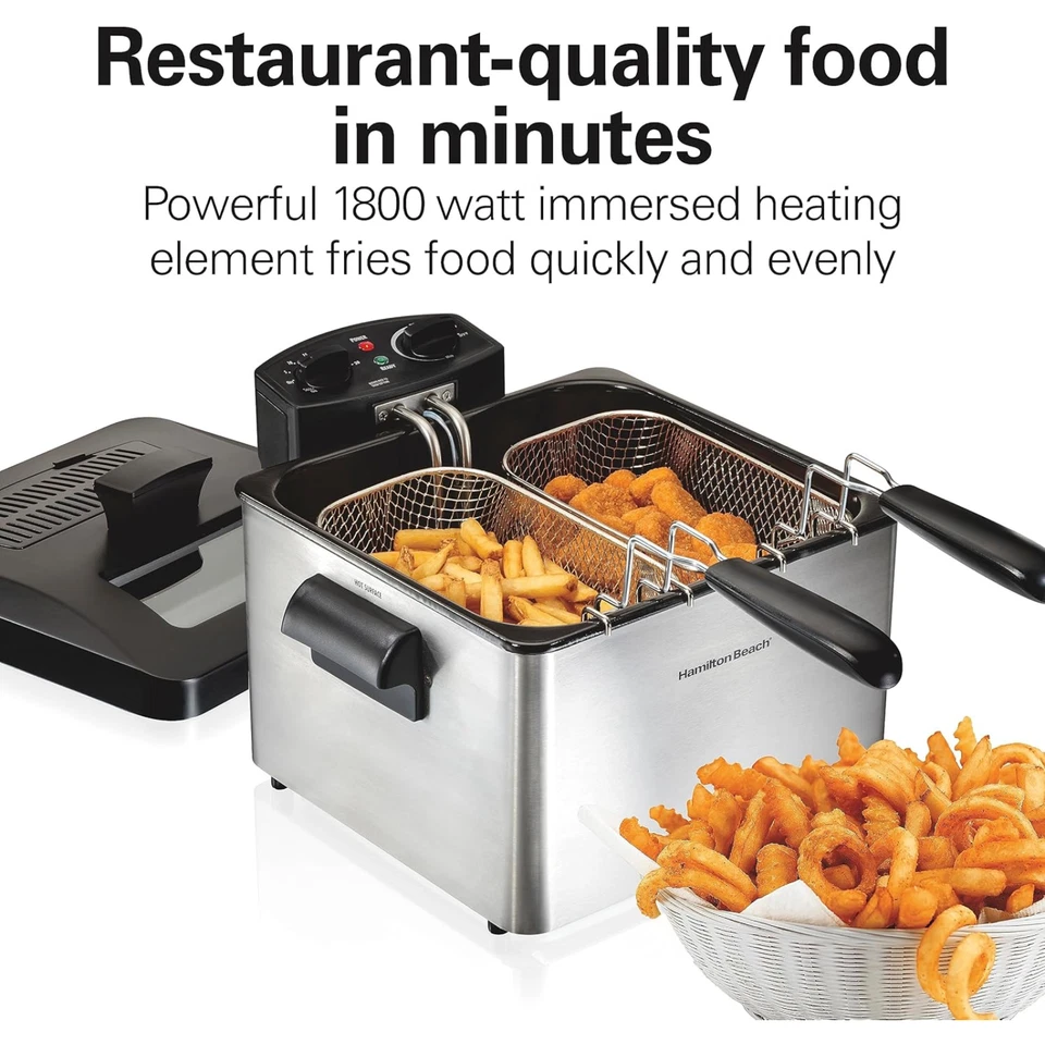 Freidora Eléctrica con 3 Cestas y Tapa, 4,5 Litros / 19 Tazas Capacidad Aceite, T Foto 2 de 4