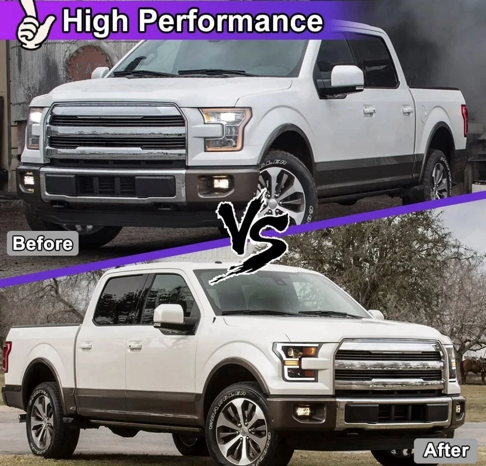 Par de faros negros para Ford F-150 F150 2015 2016 2017 proyector luces LED DRL Foto 4 de 4