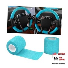 Car Steering Wheel Cover Wrap Tape, 2PCS Non-Slip Sweat-Absorbent Steering Blue