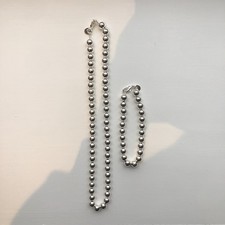 Vintage 90s 00s 925 silver beaded ball necklace and bracelet set
