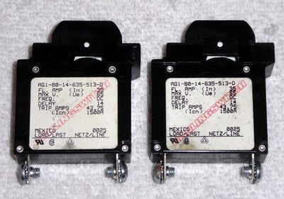 Lot of 2 AG1-B0-14-635-513-D Carling Technologies Circuit Breaker 1-Pole 35A 65V