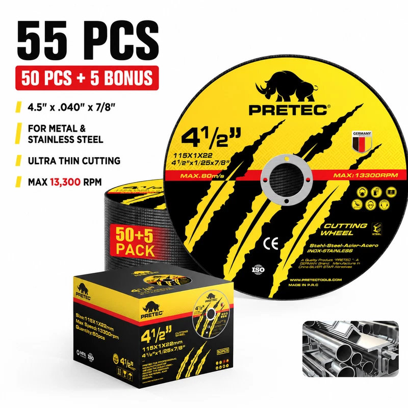 55-pack 4-1/2-inch stainless steel cut-off wheels