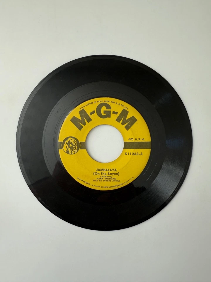 M-G-M Hank Williams 7" 45 RPM Vinyl Singles Jambalaya / Window Shopping Foto 2 de 2