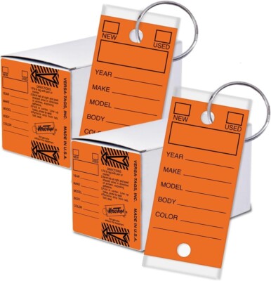 Versa-Tags Car Dealer 500 Key Tags Self Laminating With Metal Rings