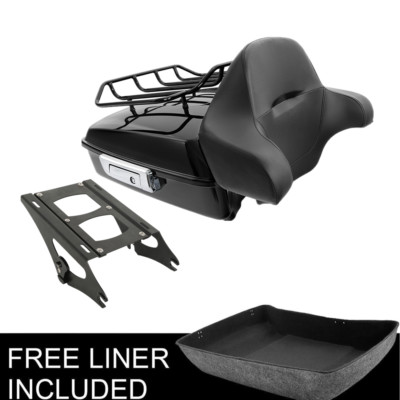 Chopped Trunk Backrest 2 Up Rack Fit For Harley Touring Road Street Glide 14-25