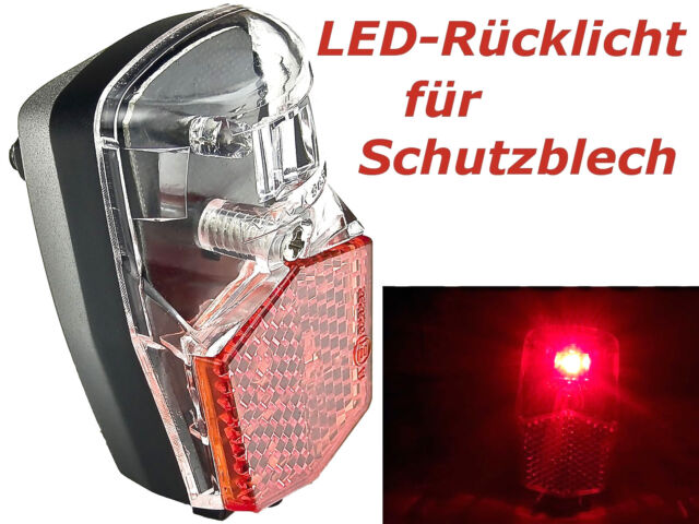 fahrrad led rücklicht für schutzblech-montage mit standlicht naben-dynamo fl-12