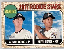 2017 Heritage Rookie Stars Austin Brice RC Insert MLB Yefri Perez Marlins #42